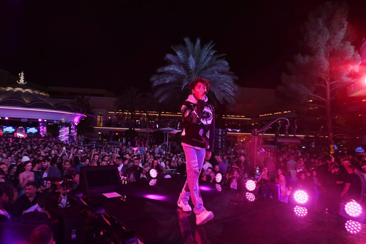 Jaden Smith performs at XS Nightclub inside Wynn Las Vegas as part of Justin Bieber Y Friends, ...