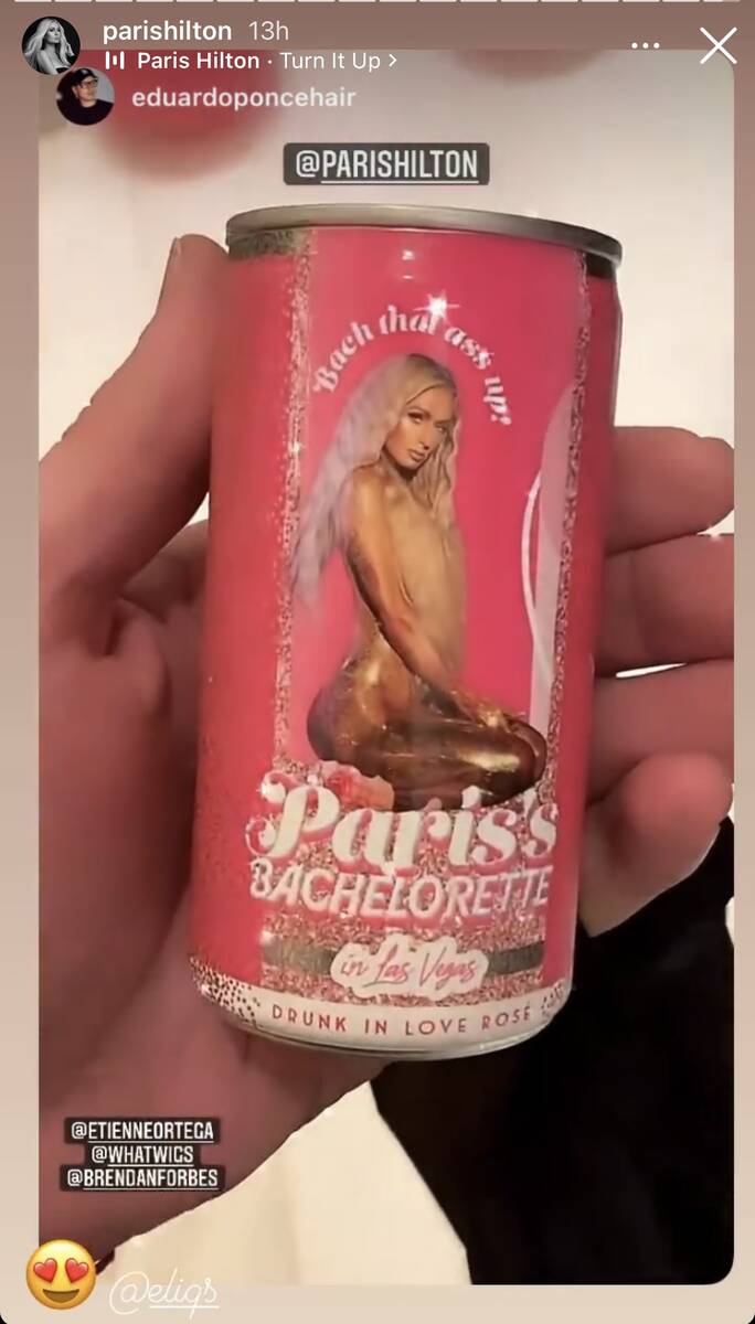 A canned cocktail is shown at the Paris Hilton-Carter Reum dual bachelor/bachelorette party in ...