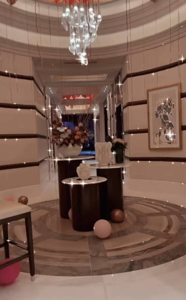The decor at Resorts World Las Vegas for the Paris Hilton-Carter Reum dual bachelor/bachelorett ...