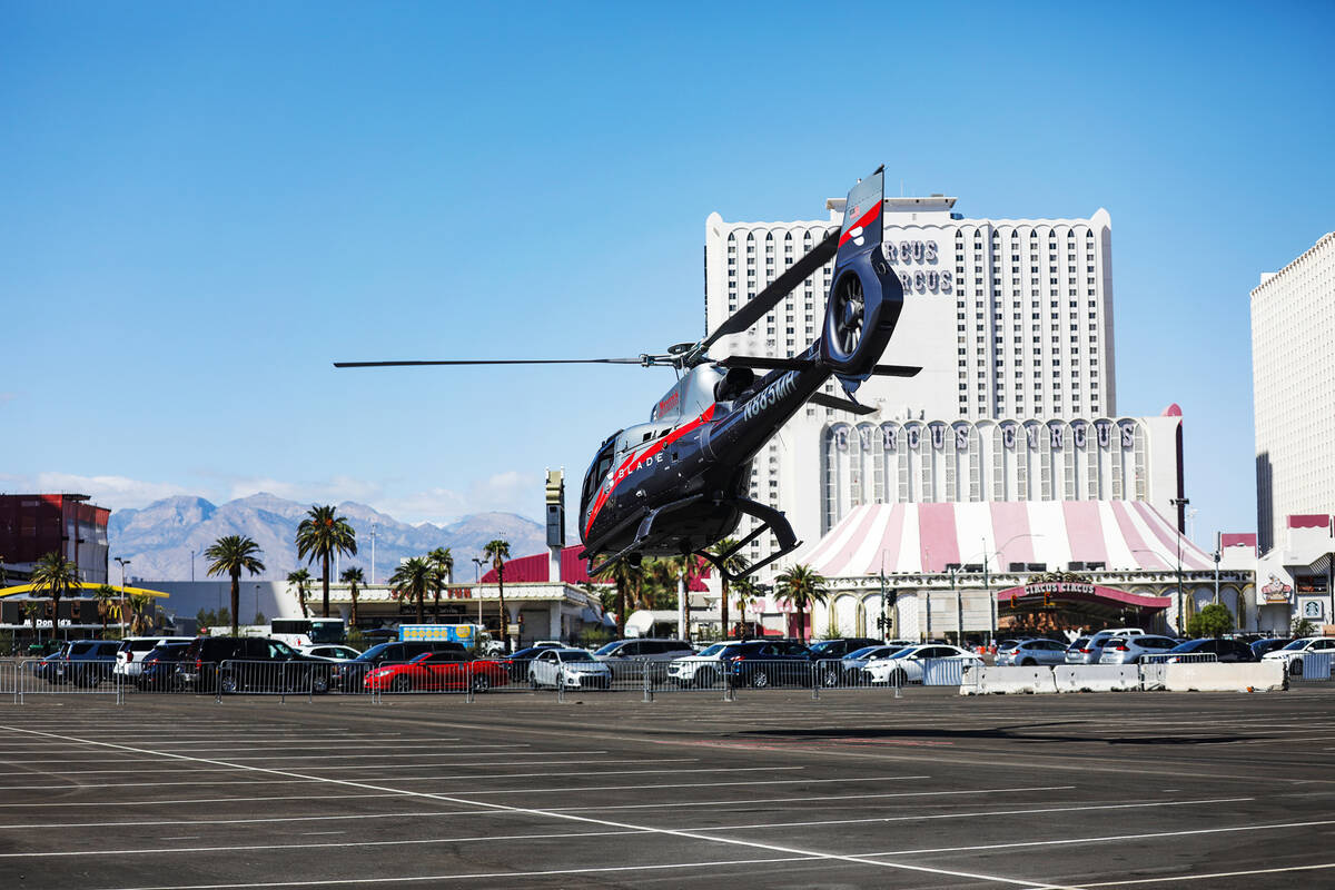 A helicopter with Blade, a company that is using helicopters for consumers to move around town ...