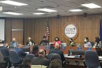 The Clark County School Board meets Thursday, Oct. 14, 2021 at the Greer Education Center in La ...