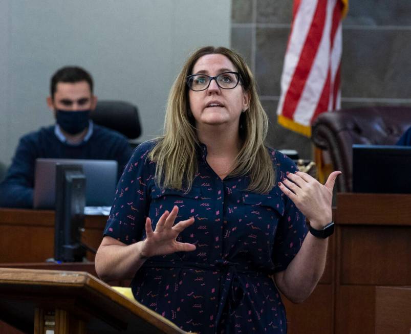 Defense attorney Betsy Allen delivers her closing arguments during Cortrayer Zone’s, 38, ...
