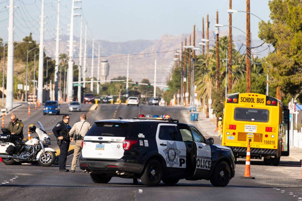 The Las Vegas Metropolitan Police Department is investigating after a Clark County school bus c ...