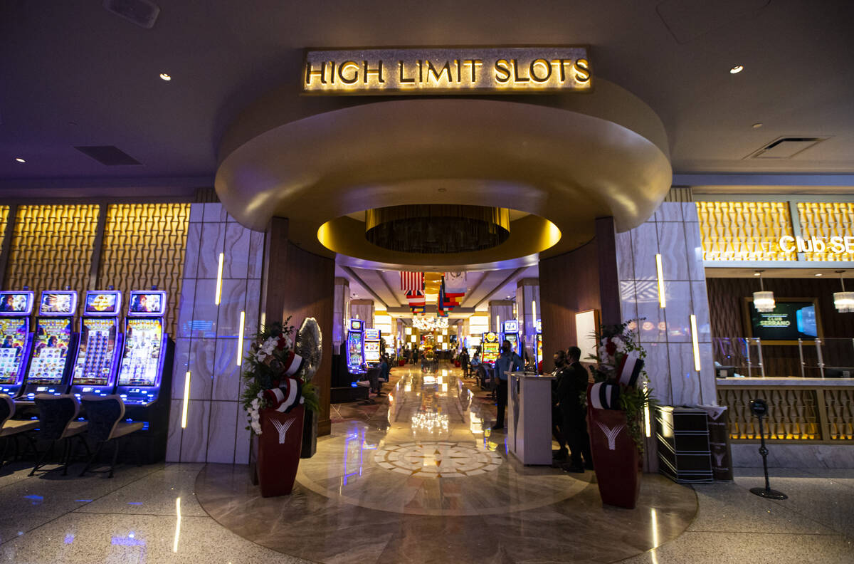 A view of the entrance to the high limit slot room, one of five high limit gaming areas, is see ...