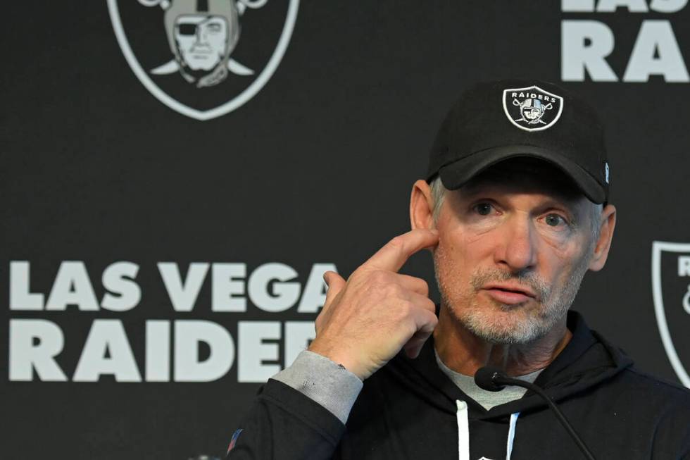 Las Vegas Raiders general manager Mike Mayock speaks during an NFL football press conference We ...