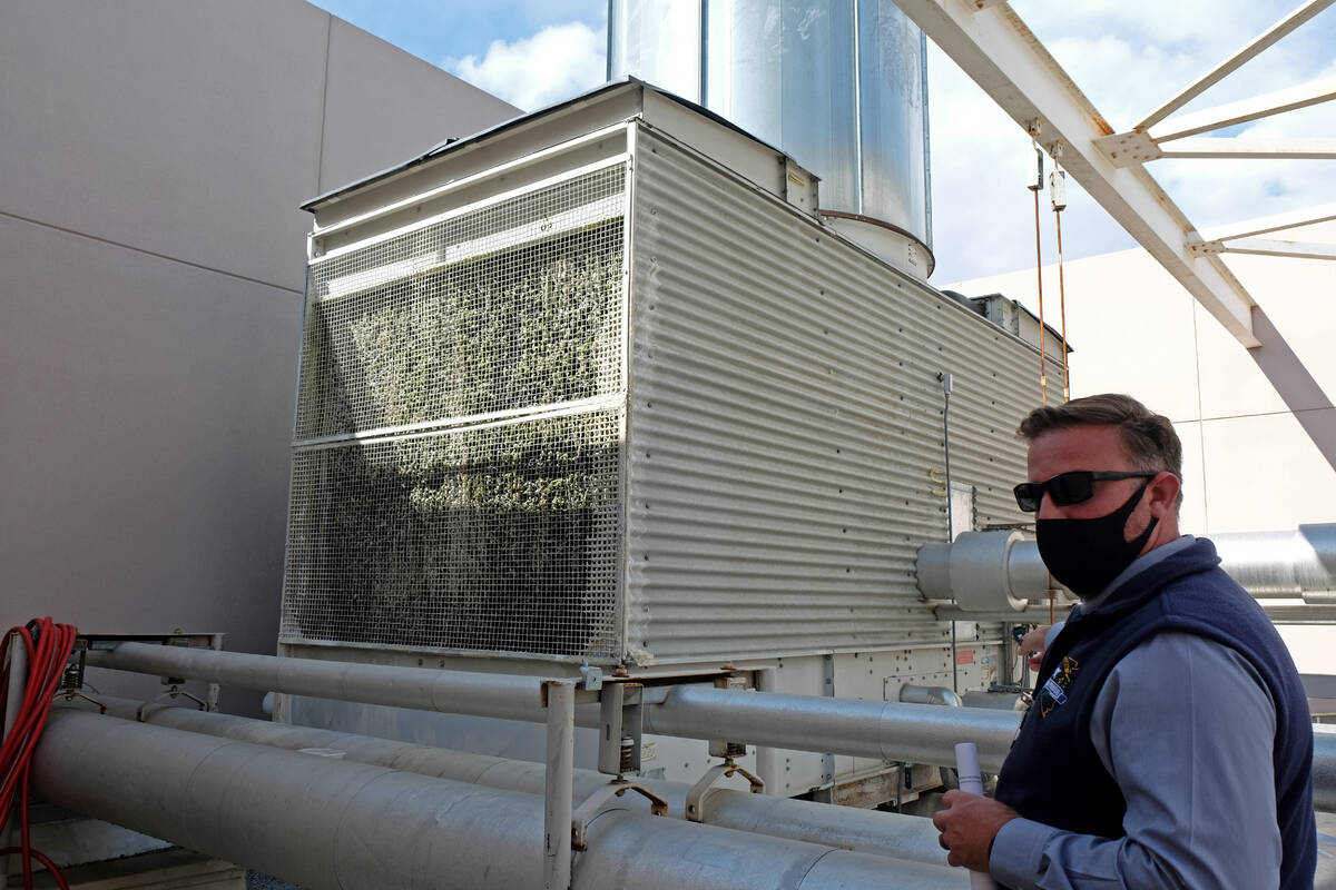 One of two rooftop coolers slated for replacement at the Nevada legislative building in Carson ...