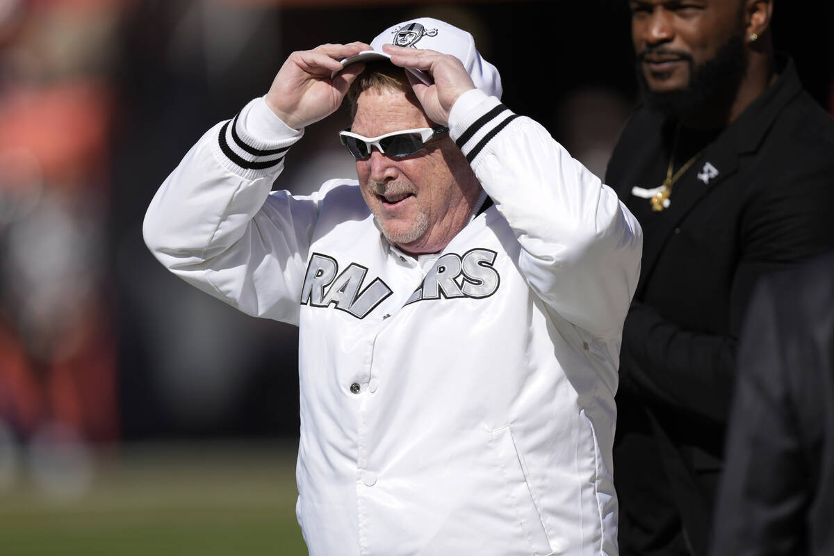 Las Vegas Raiders owner Mark Davis watches his team prior to an NFL football game against the D ...