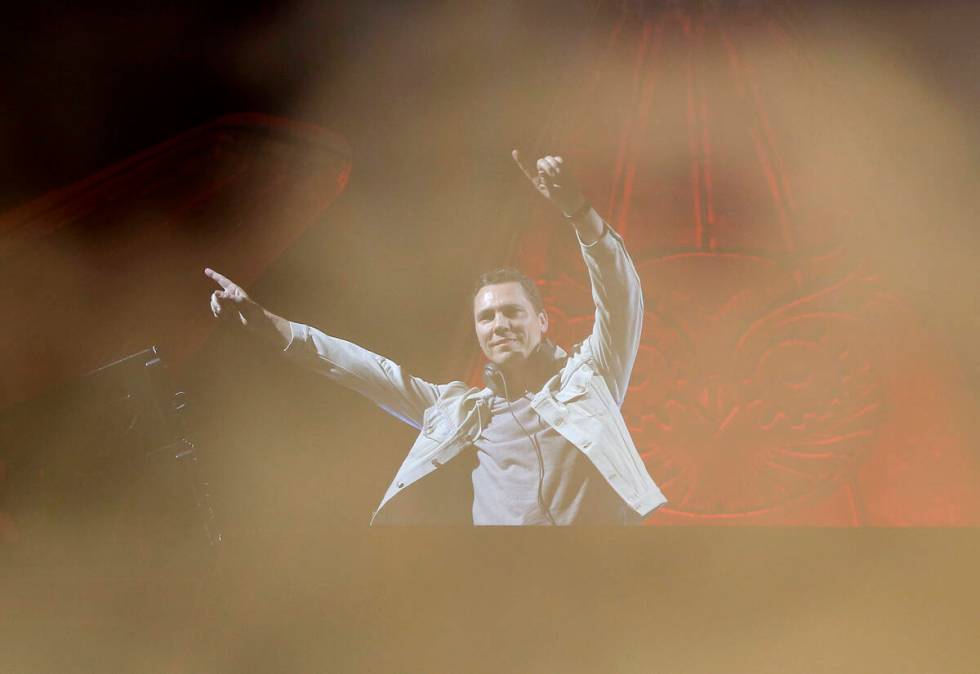 Tiesto performs at the Kinetic Field stage during the second day of the Electric Daisy Carnival ...