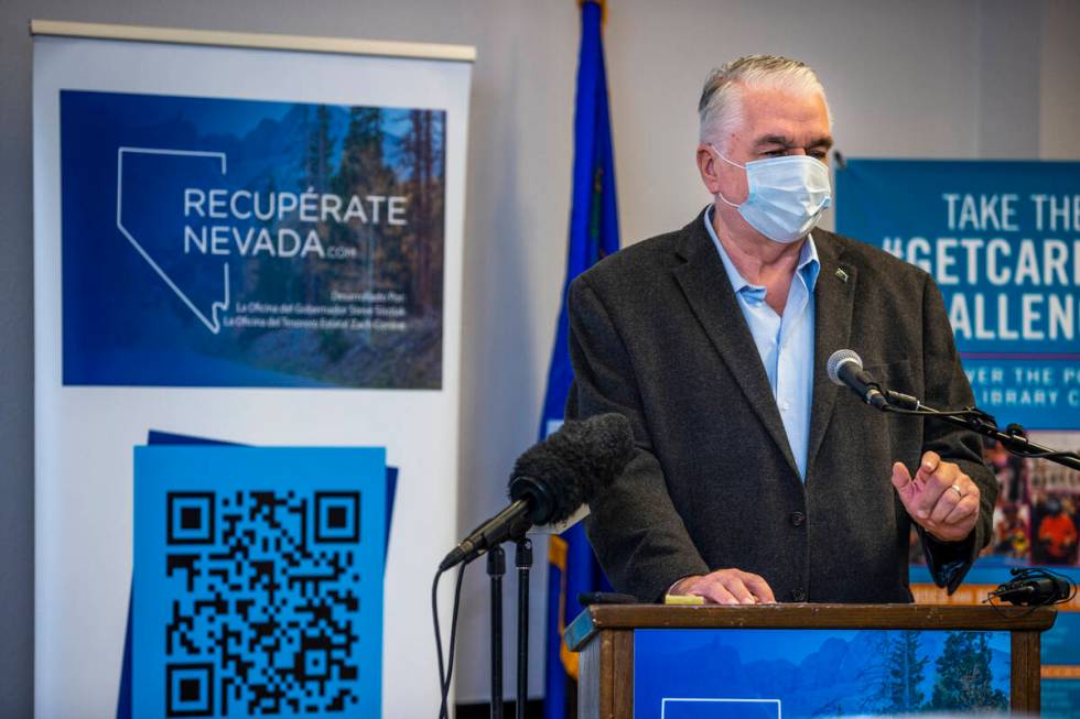 Governor Steve Sisolak speaks at the conclusion of the Nevada Recovers Listening Tour from the ...