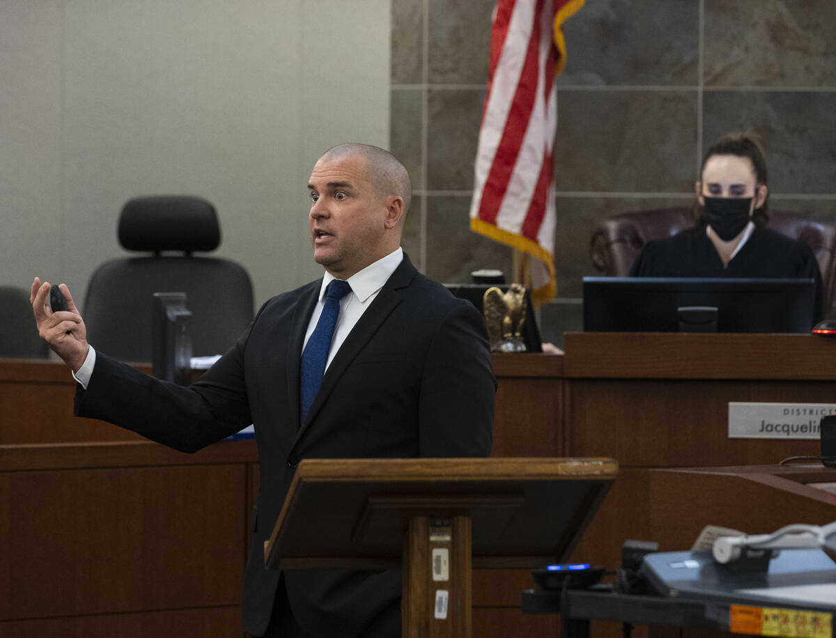 Prosecutor John Giordani delivers his closing arguments for the sentencing phase of a jury tria ...