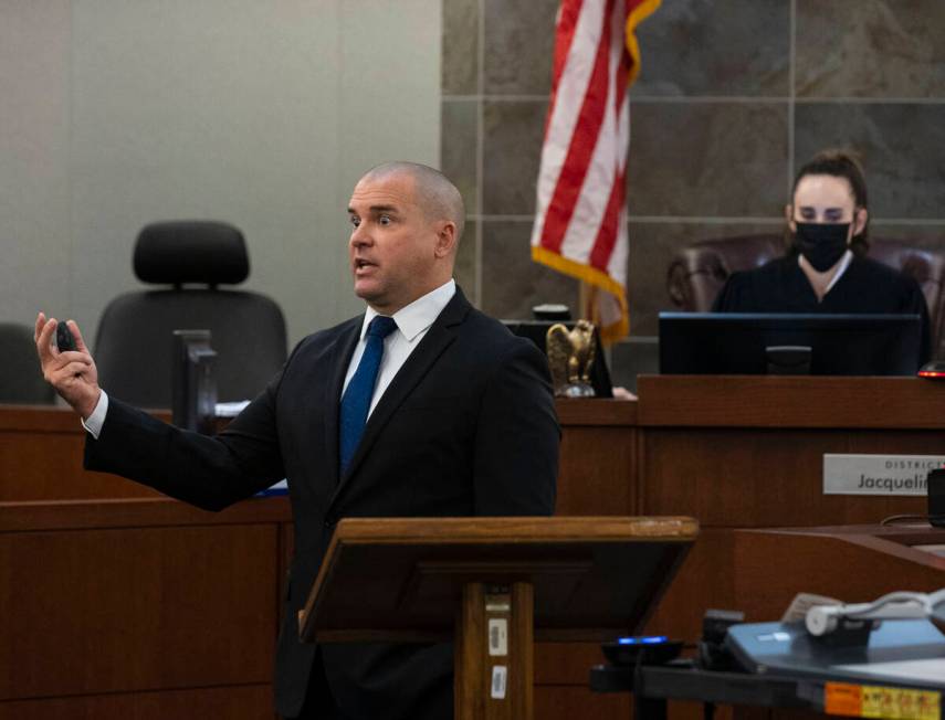 Prosecutor John Giordani delivers his closing arguments for the sentencing phase of a jury tria ...