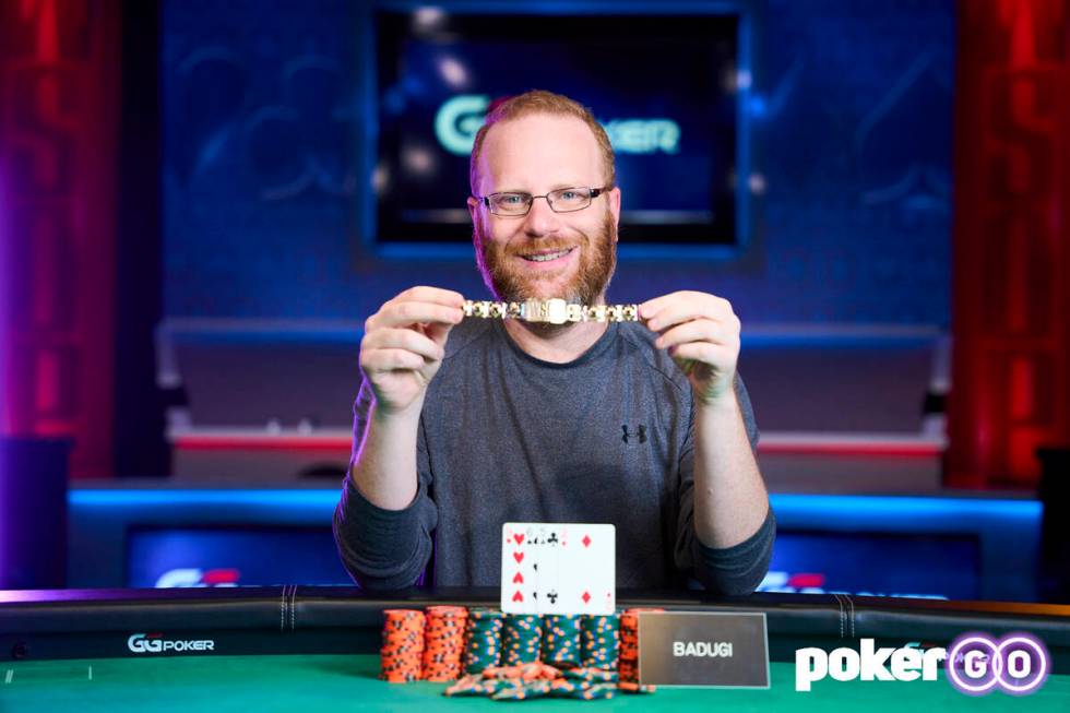 Adam Friedman after winning the $10,000 buy-in Dealer's Choice six-handed event for the third s ...