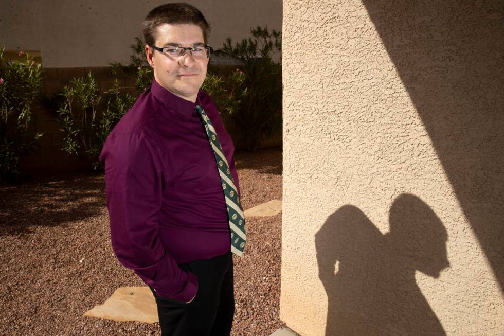 Chris Astrella, who applied for jobs in Las Vegas for ten months, poses for a portrait at his h ...