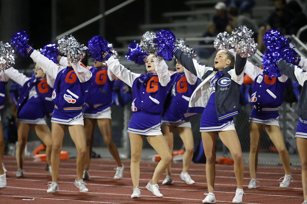 Bishop Gorman High School's cheerleaders perform during the second half of a football game at F ...