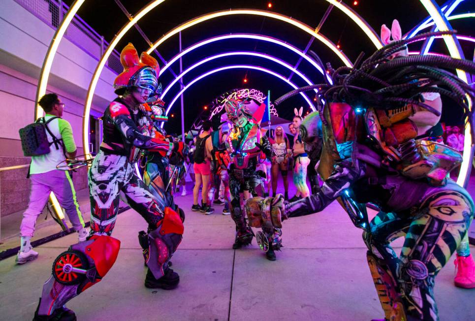 during the second day of the Electric Daisy Carnival at the Las Vegas Motor Speedway on Sunday, ...