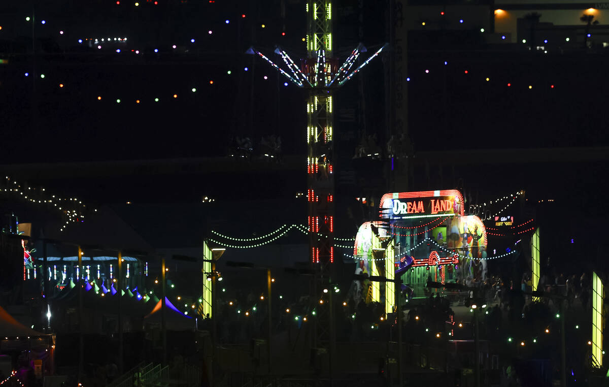 Carnival rides are pictured during the second day of the Electric Daisy Carnival at the Las Veg ...