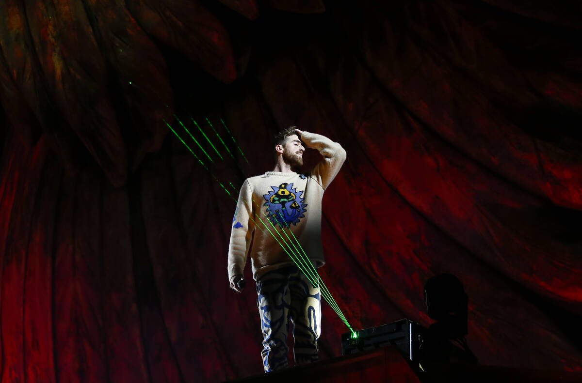 Andrew Taggert of The Chainsmokers performs at the Kinetic Field stage during the first day of ...