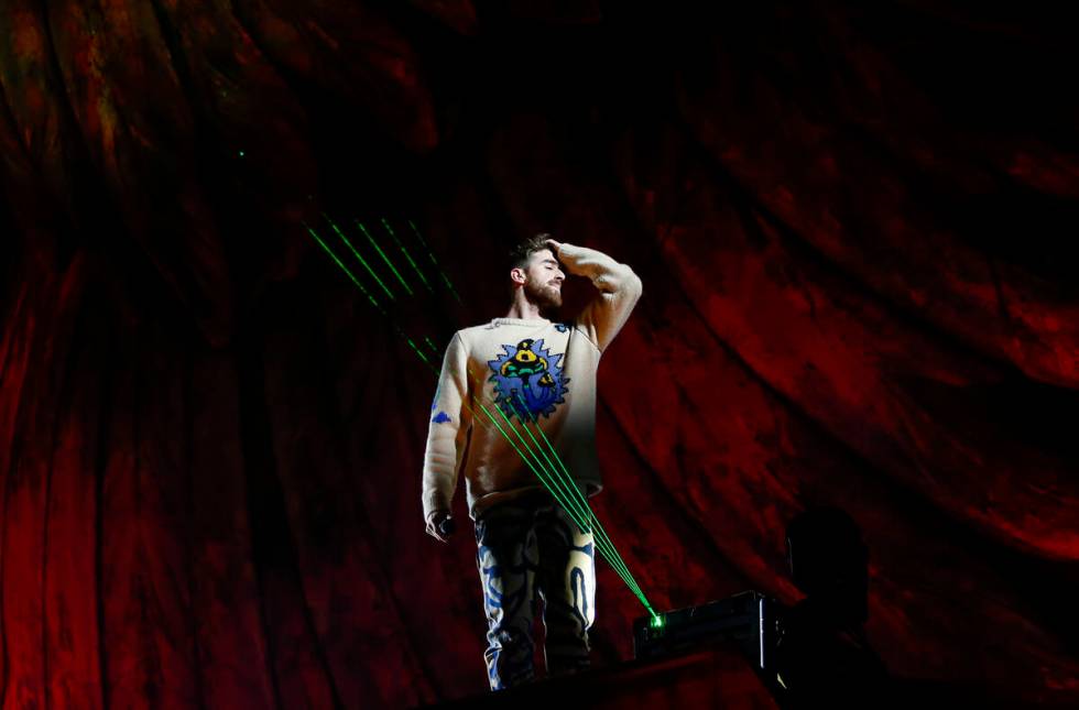 Andrew Taggert of The Chainsmokers performs at the Kinetic Field stage during the first day of ...