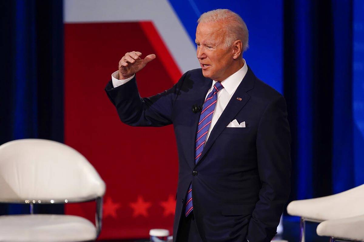 President Joe Biden participates in a CNN town hall at the Baltimore Center Stage Pearlstone Th ...
