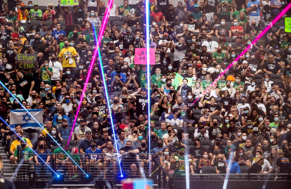 AJ Styles & Omos (c) vs. Randy Orton & Riddle during WWE SummerSlam 2021 at Allegiant S ...