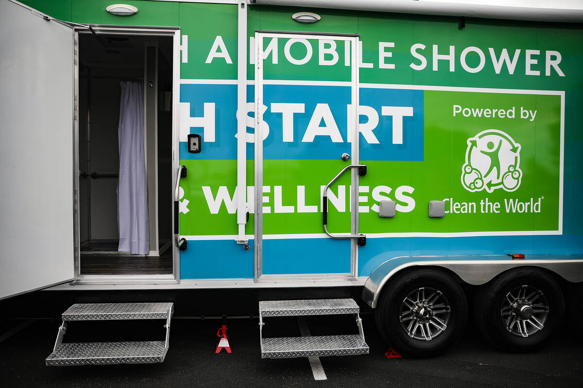 A new mobile shower truck made through the partnership of Clean the World and Caesars Entertain ...