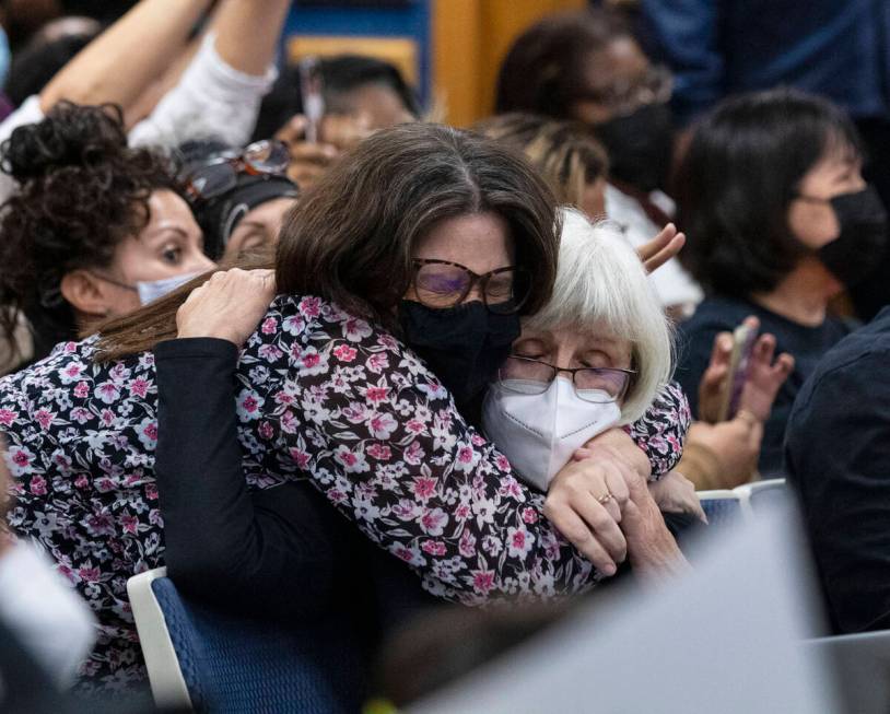 Alexis Salt, left, Indian Springs Elementary School teacher, and Dolly Rowan, Culley Elementary ...