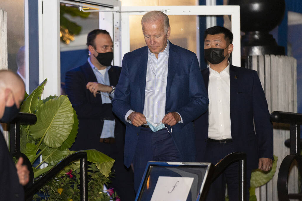 President Joe Biden leaves seafood restaurant Fiola Mare for a date night with first lady Jill ...
