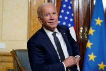 President Joe Biden is seen prior to a meeting with French President Emmanuel Macron at La Vill ...