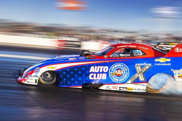 Funny car racer Robert Hight competes during the Dodge//SRT NHRA Nationals at Las Vegas Motor S ...