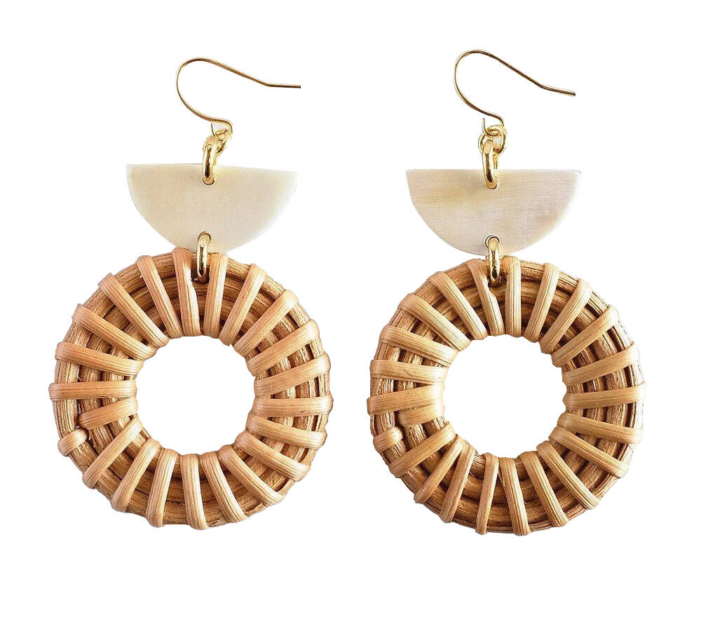 1. Ninh Binh Crescent Horn Earrings Made of rattan and ethically sourced buffalo horn by artist ...