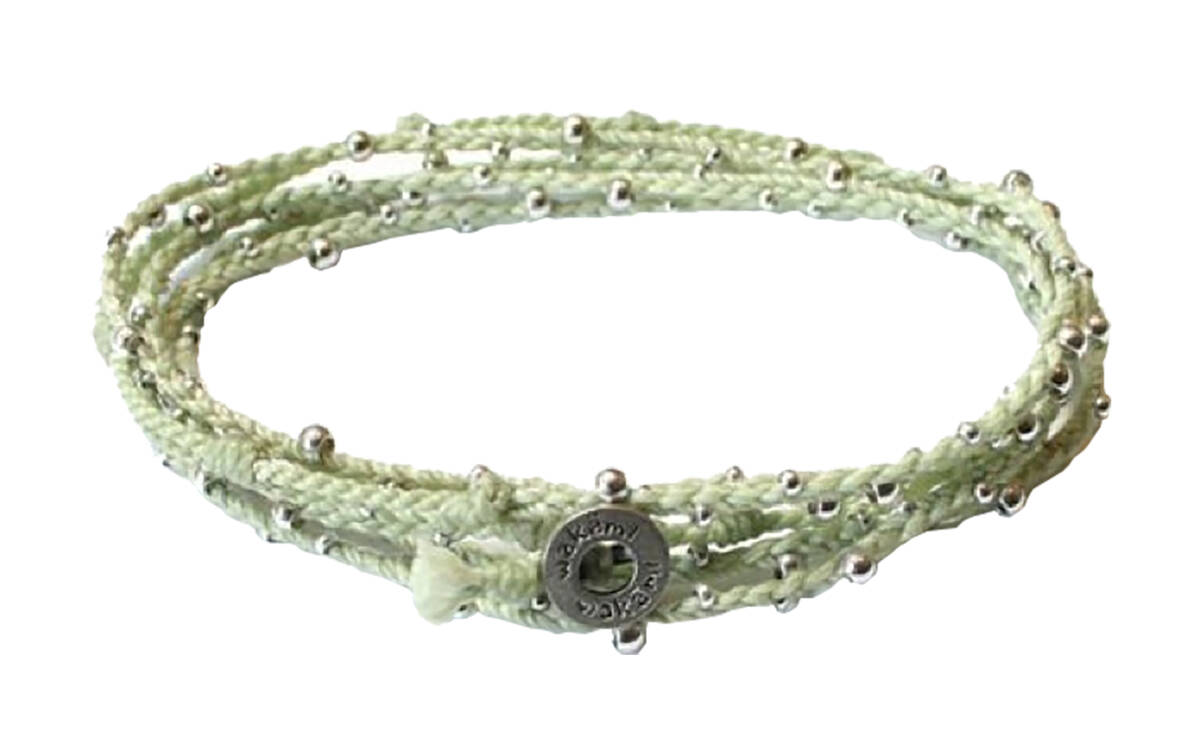 6. Lanky Wrap Bracelet/Anklet Pistachio Bracelet, ankle wrap — this metal-bead strand, handma ...