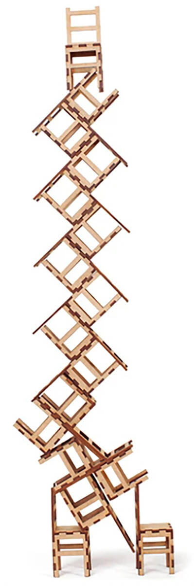 5. Las Sillas Balancing Chair Game Stack and balance the miniature chairs to see how high, wide ...