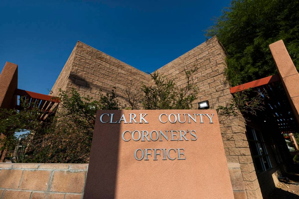 The Clark County Coroner’s office on Monday, Sept. 27, 2021, in Las Vegas. (Benjamin Hag ...