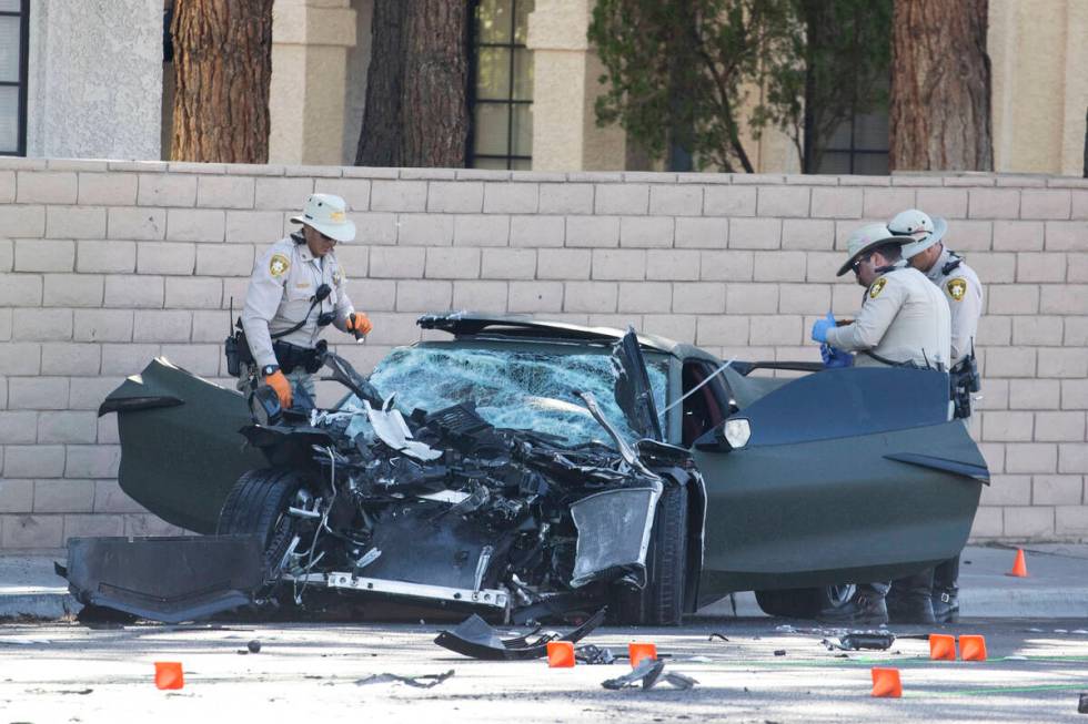 Las Vegas police investigate a fatal crash involving two vehicles at South Rainbow Boulevard an ...