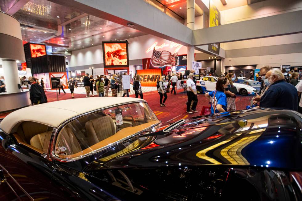 A custom 1958 Oldsmobile 98 is pictured during the Specialty Equipment Market Association, or S ...