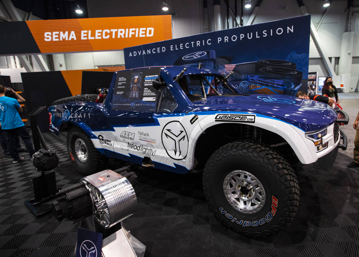 An electric desert race truck from Hypercraft and Geiser Brothers is pictured during the Specia ...