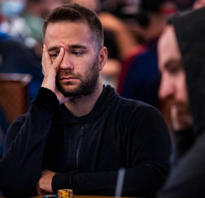 Ivan Zufic of Croatia looks on at the current play at his table during Day 1A of the $10,000 bu ...