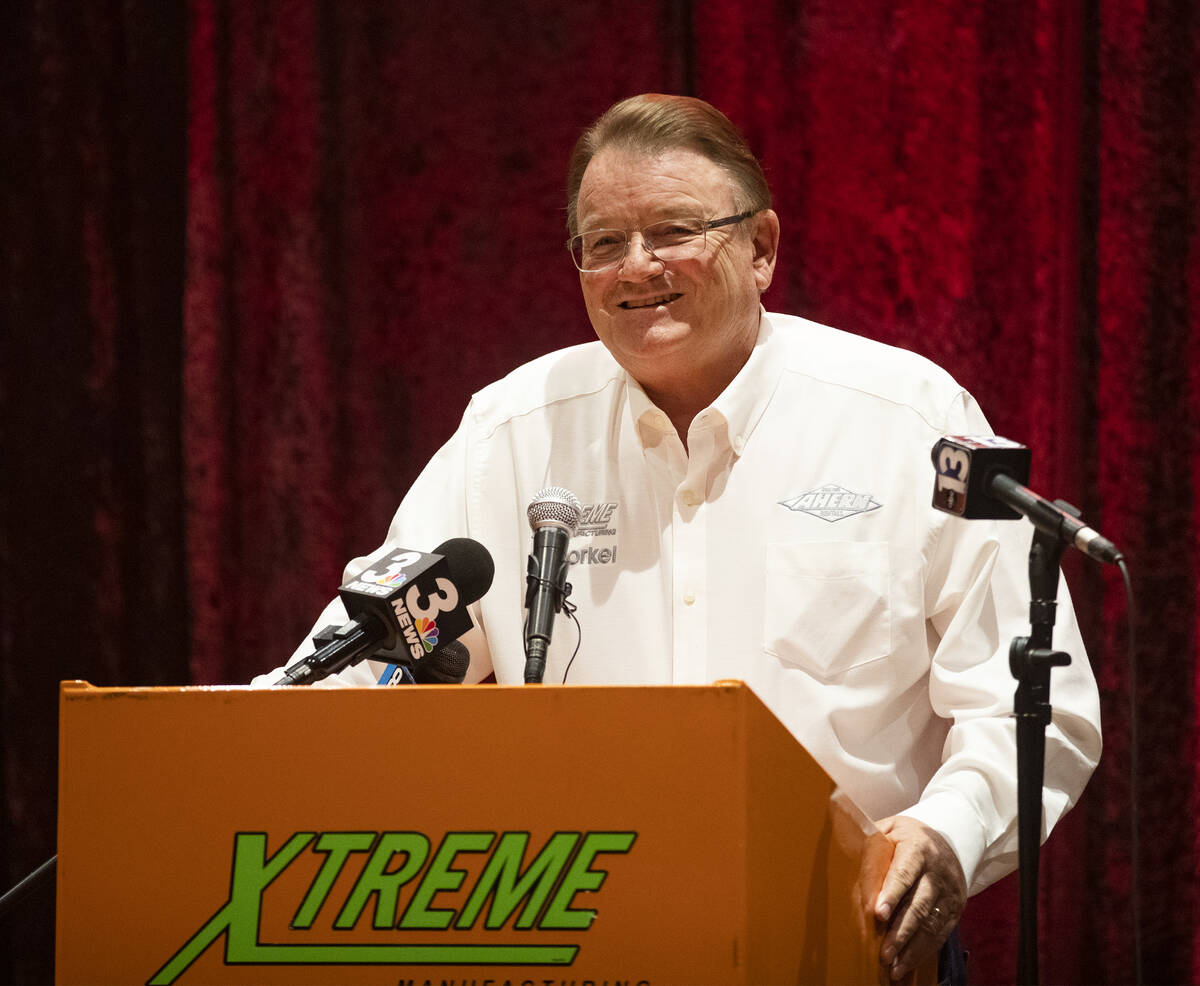 Businessman Don Ahern speaks at the Ahern Hotel in in Las Vegas, Monday, Sept. 14, 2020. (Rache ...