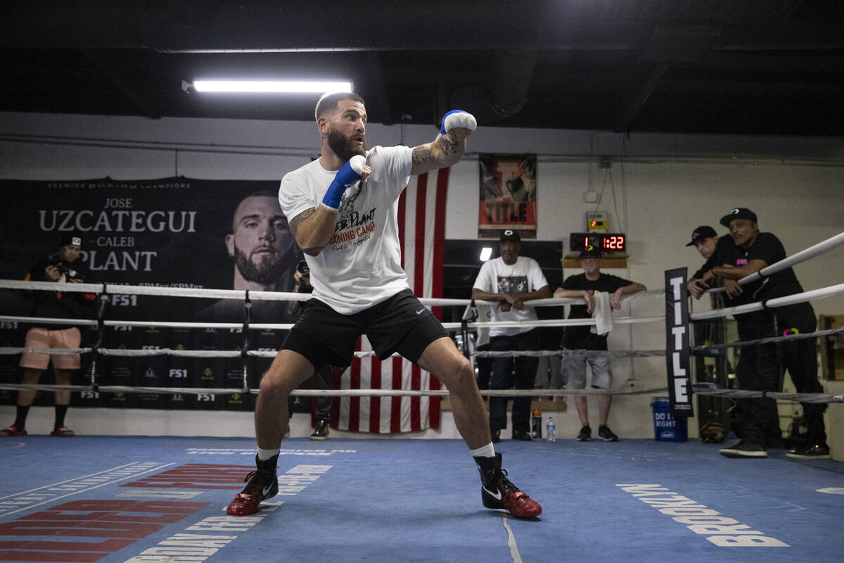 Caleb Plant works out at the City Boxing Club in Las Vegas in preparation for his title bout ag ...