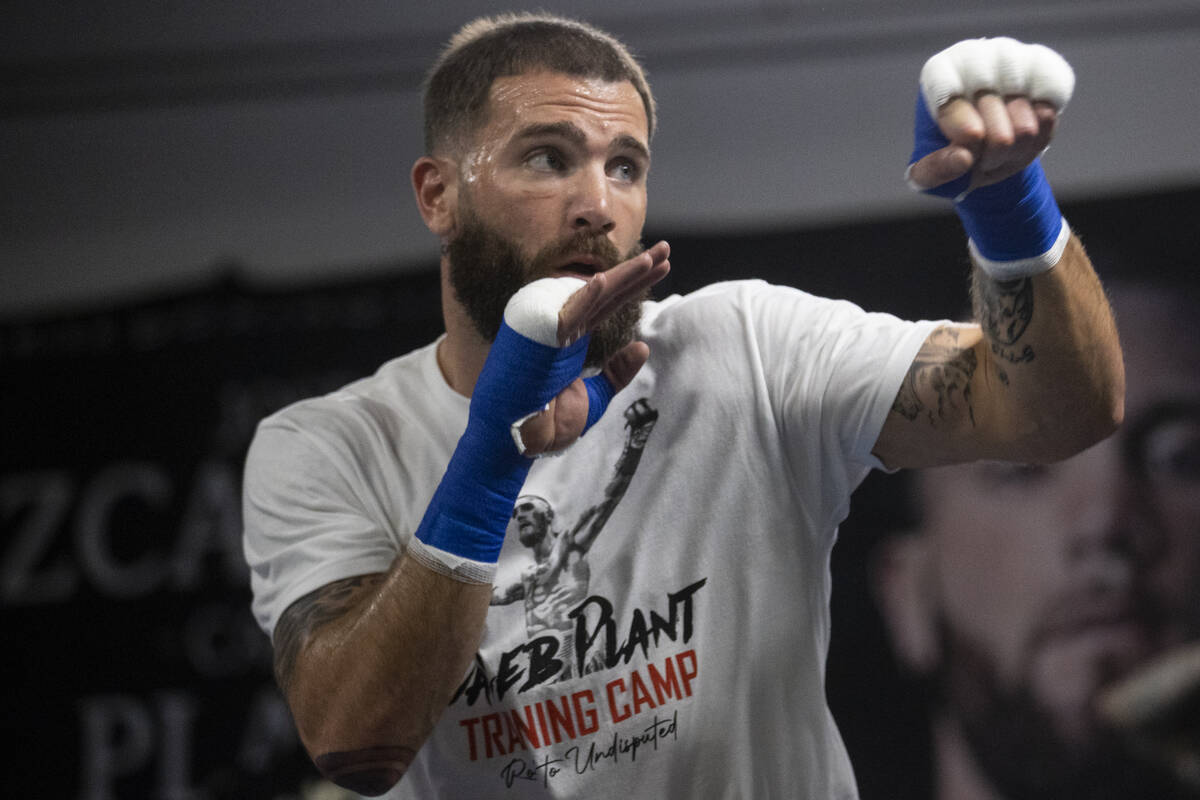 Caleb Plant works out at the City Boxing Club in Las Vegas in preparation for his title bout ag ...