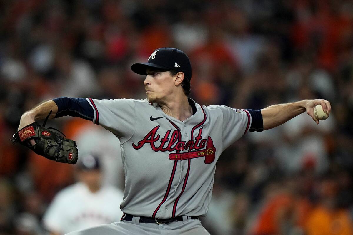 Atlanta Braves starting pitcher Max Fried- throws during the sixth inning in Game 6 of baseball ...