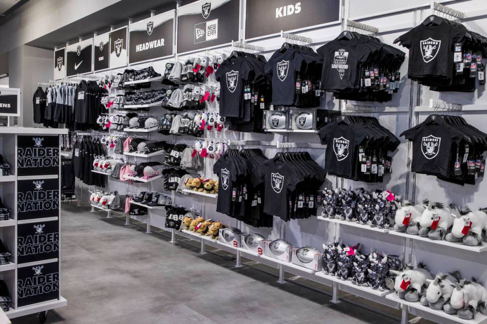 A variety of merchandise is shown at The Raider Image official team store inside of Allegiant S ...