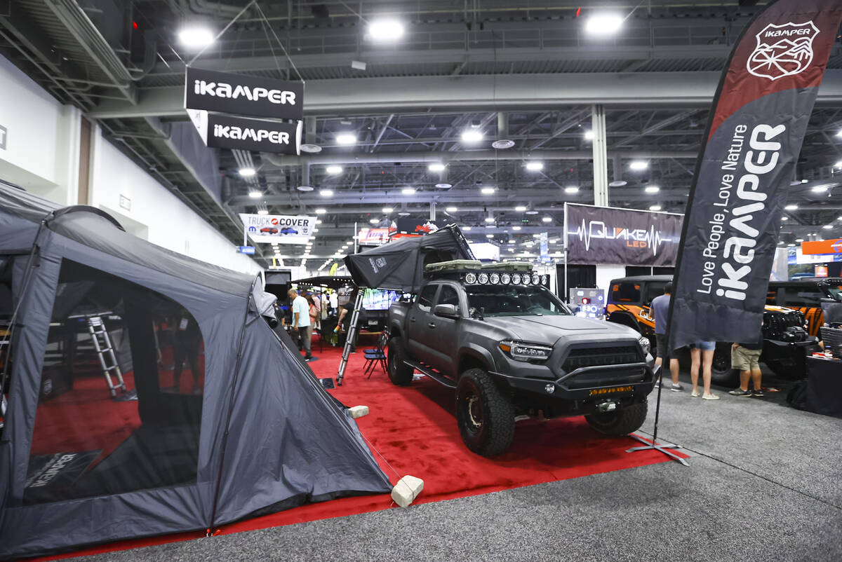 The iKamper booth is pictured during the SEMA automotive trade show at the Las Vegas Convention ...