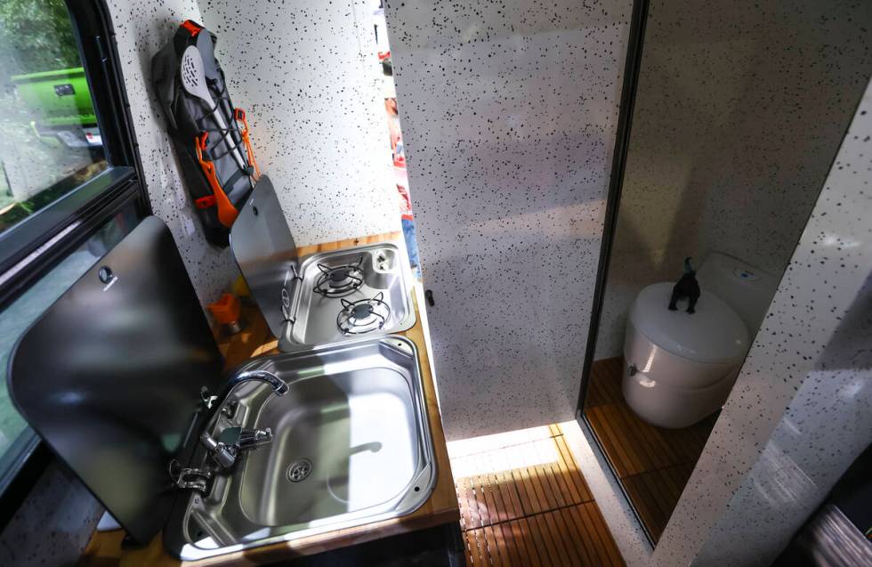 An interior view of the Toyota Tacoma TRD Sport Tacozilla camper concept is seen on display dur ...