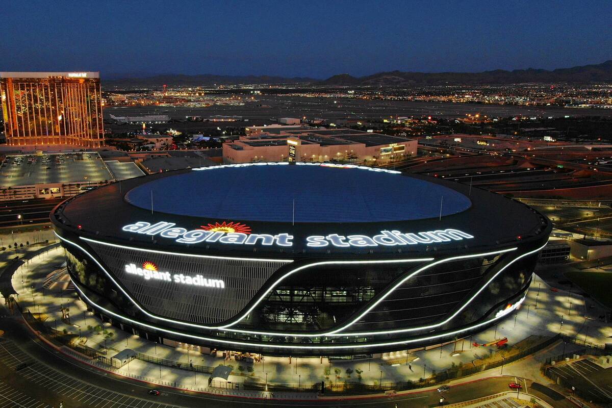 Aerial view of Allegiant Stadium in Las Vegas. (Michael Quine/Las Vegas Review-Journal)