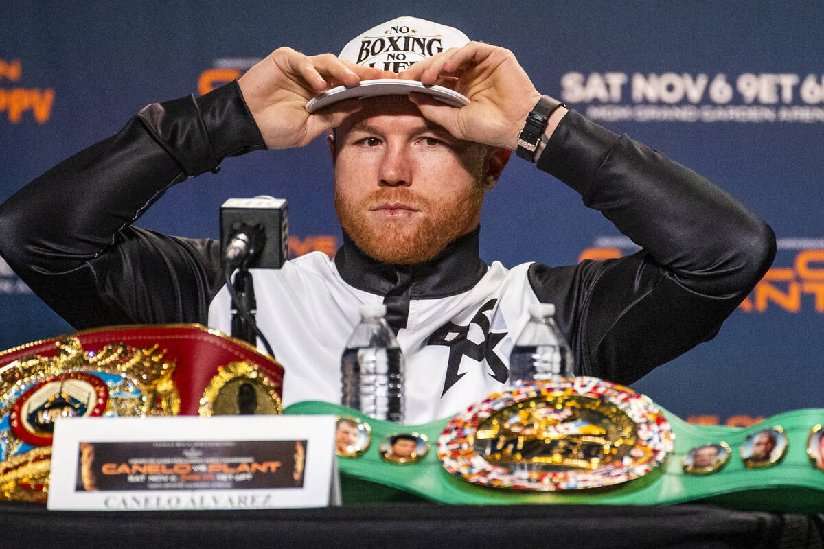 Boxer Canelo Alvarez listens to comments on his ability during the final press conference for C ...