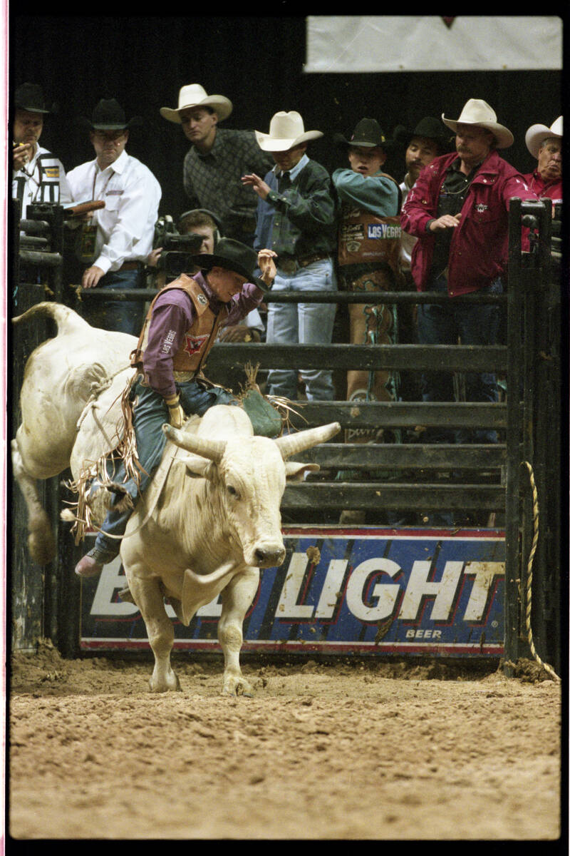 The finals of the Professional Bull Riders World Championships. Australian Troy Dunn won for th ...