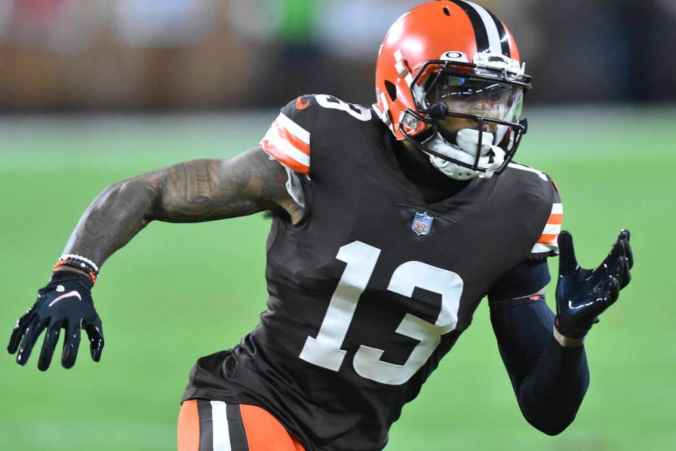 FILE - Cleveland Browns wide receiver Odell Beckham Jr. runs a route during the first half of a ...