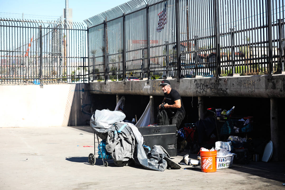 Dave Marlon, CEO of CrossRoads of Southern Nevada and VegasStronger, looks for homeless people ...