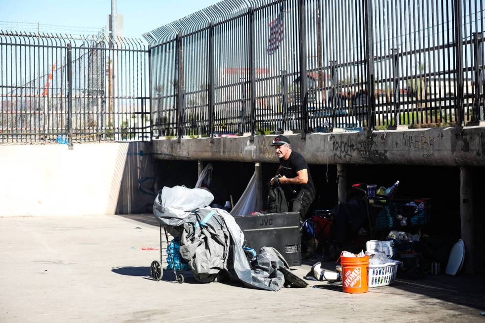 Dave Marlon, CEO of CrossRoads of Southern Nevada and VegasStronger, looks for homeless people ...